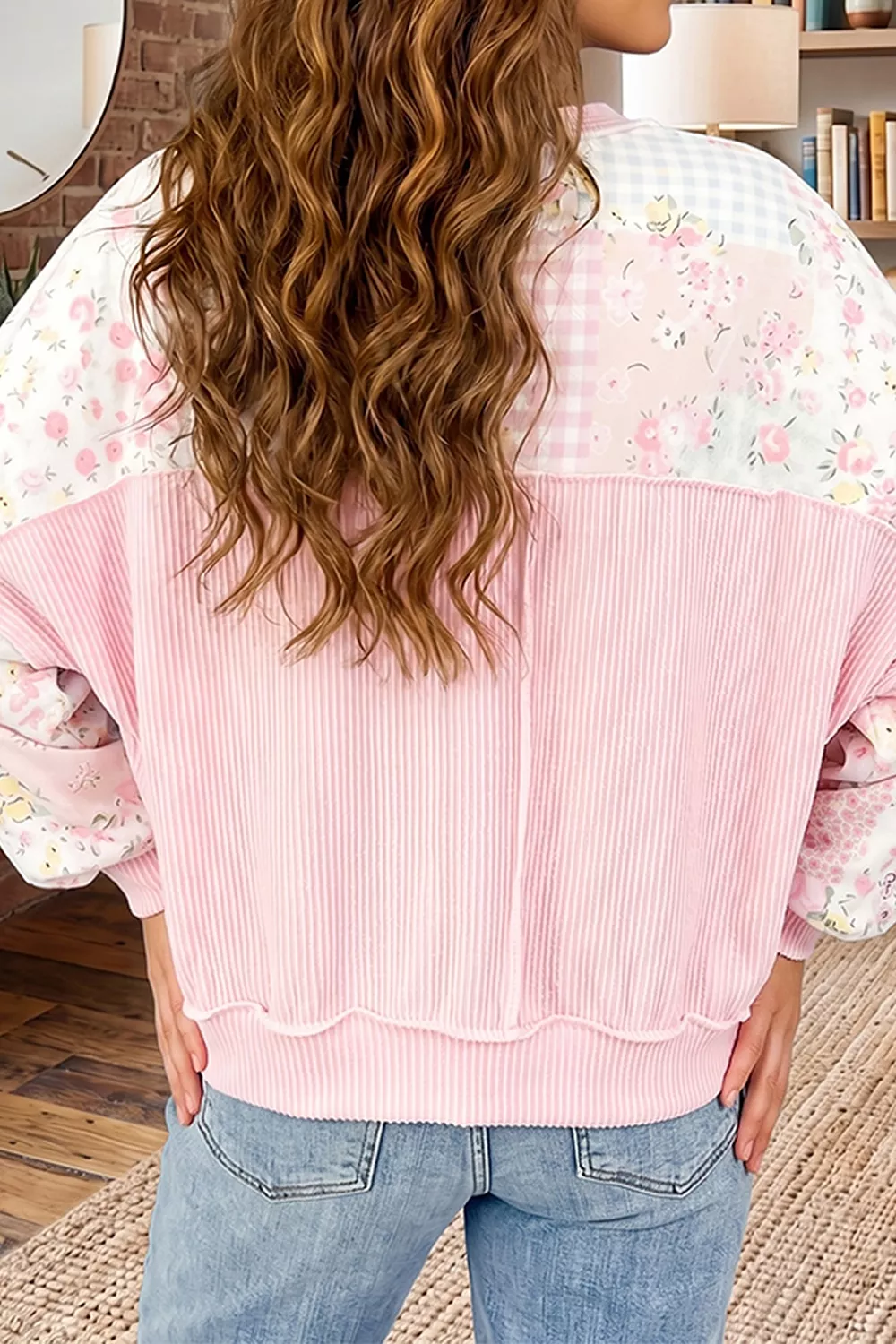 PRAY Graphic Floral Mixed Print Patchwork Top, image 2
