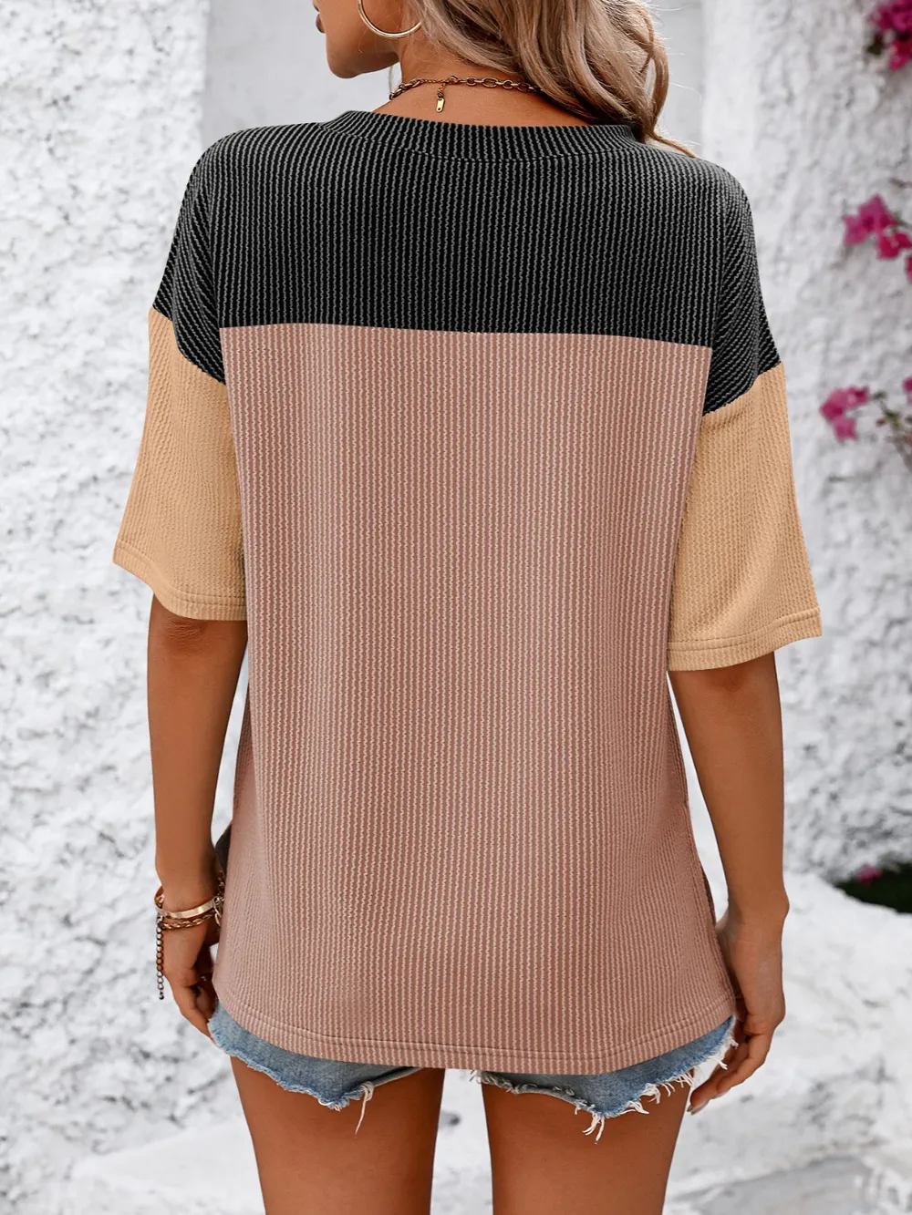 Color Block Round Neck Half Sleeve T-Shirt, image 20