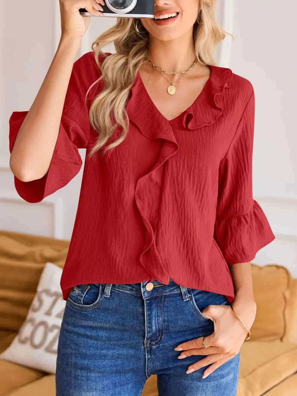 Ruffled Flounce Sleeve Blouse, image 8