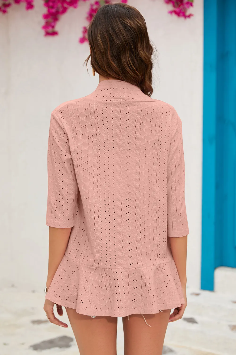 Eyelet Open Front Cardigan, image 7