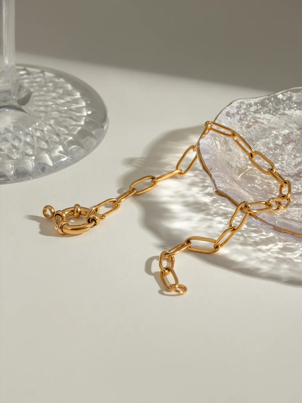 18K Gold-Plated Stainless Steel Chain Bracelet, image 2