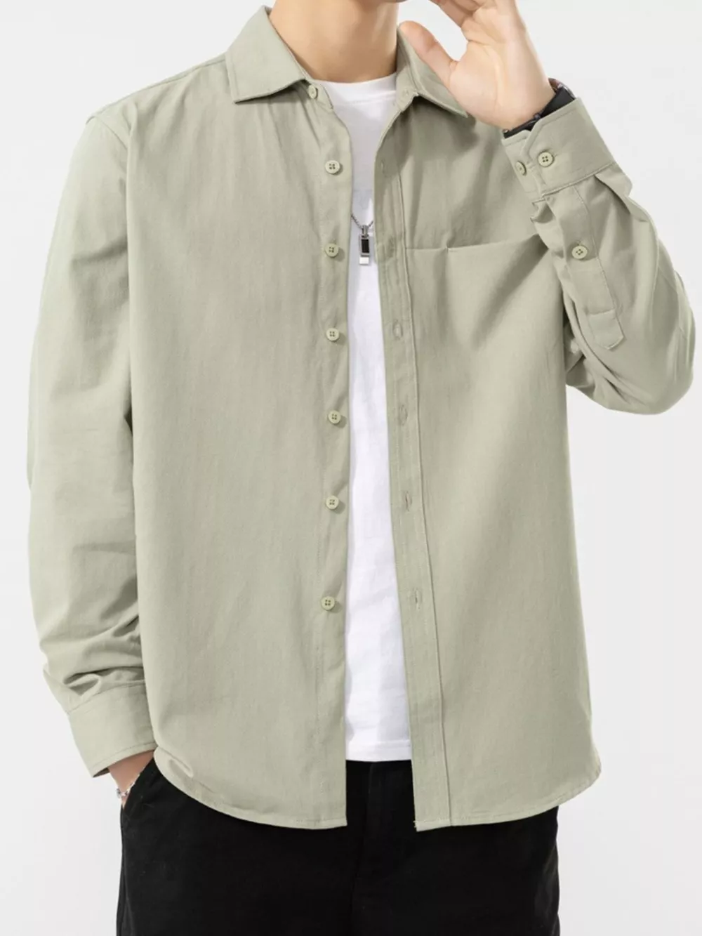Men's Plus Size Button Up Long Sleeve Shirt, image 3