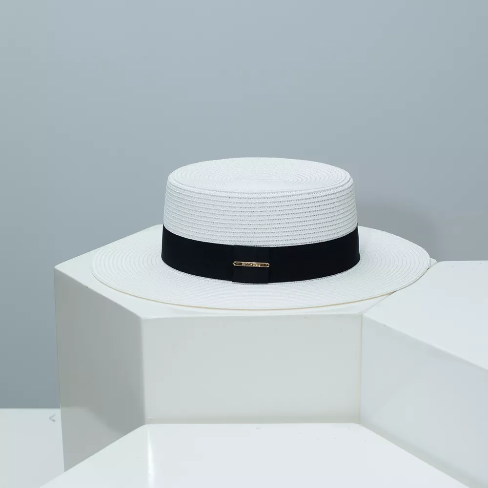 Straw Boater Hat with Band, image 3