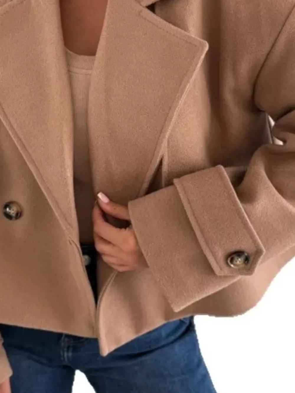 Lapel Collar Dropped Shoulder Jacket, image 4