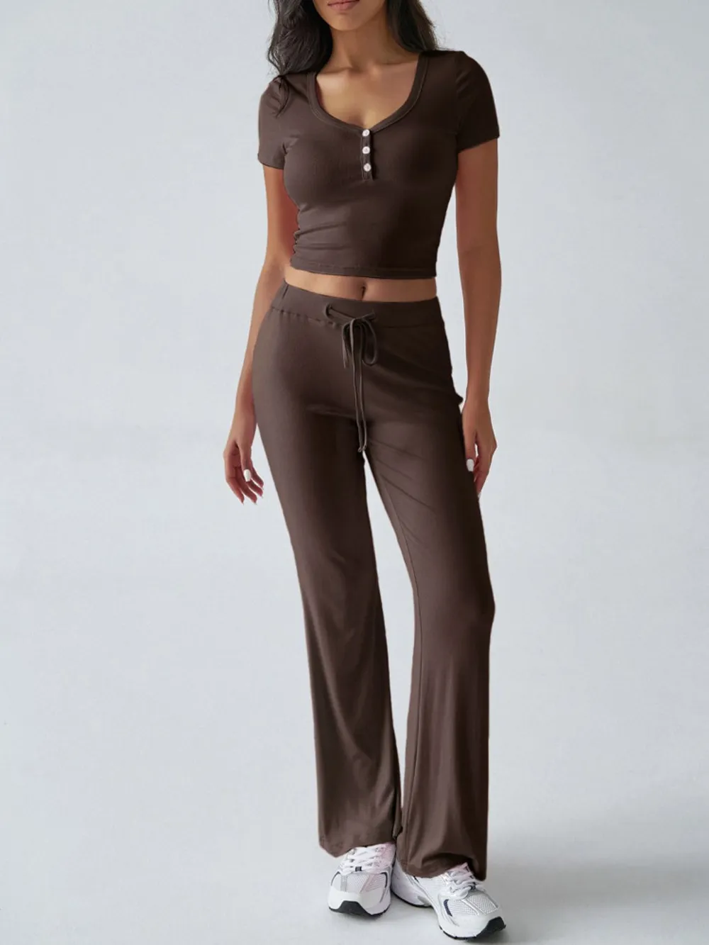 Short Sleeve Top and Drawstring Pants Set, image 2