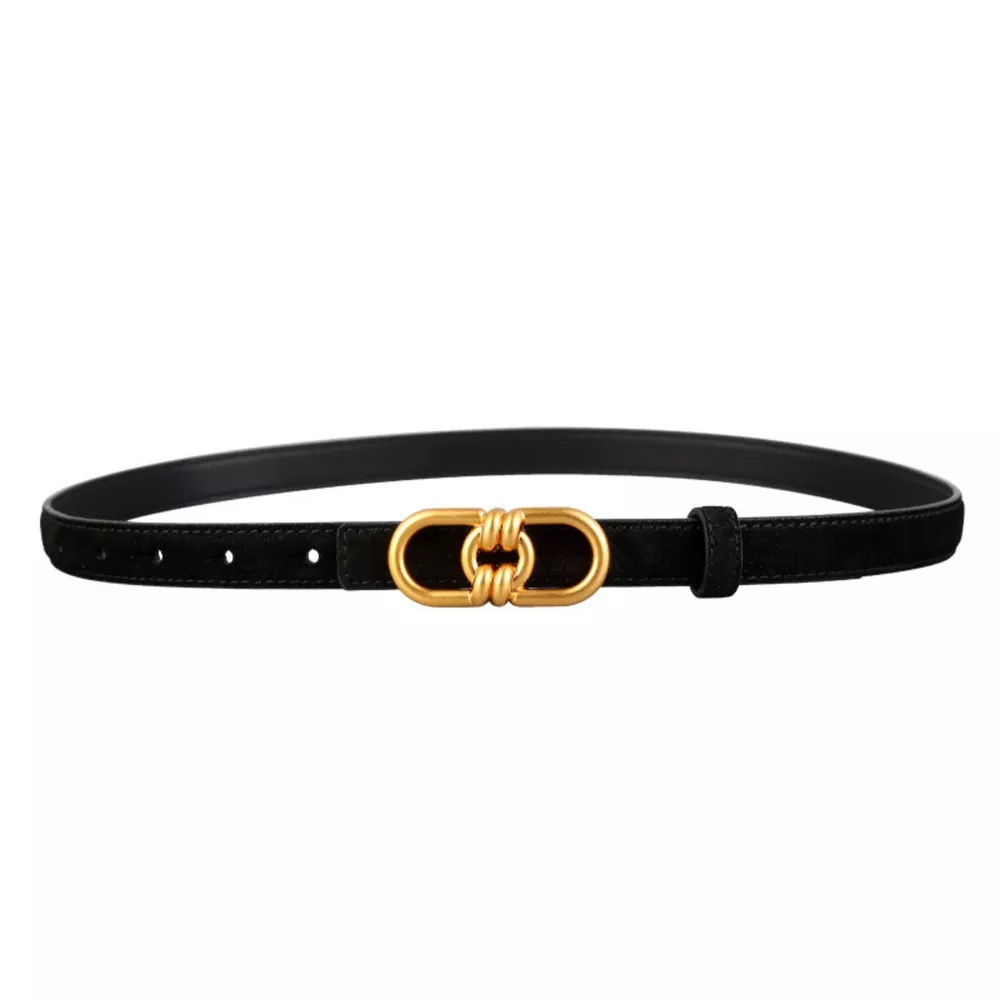 Golden Buckle Leather Belt