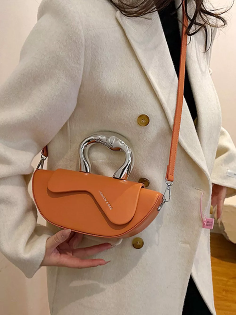 Half-Moon Crossbody Bag with Handle, image 5