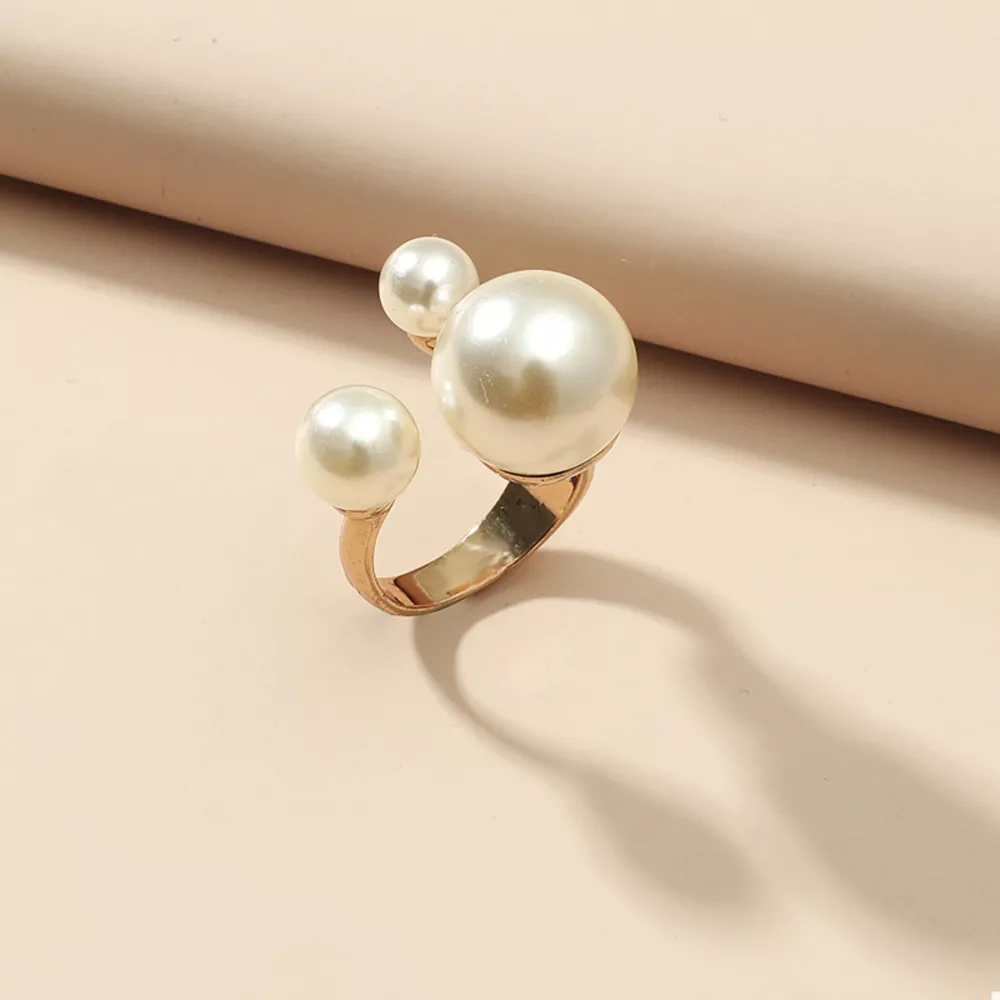 18K Gold-Plated Pearl Open Ring, image 7