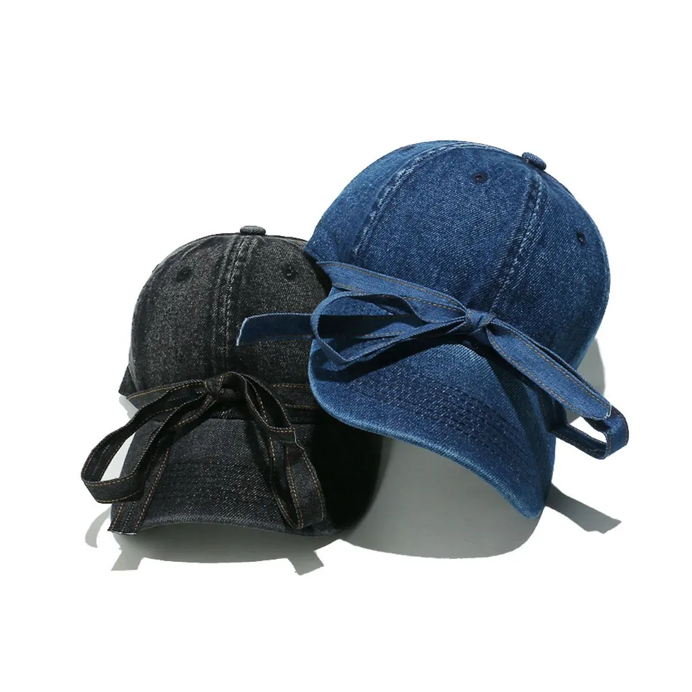 Washed Bow Denim Baseball Cap, image 2
