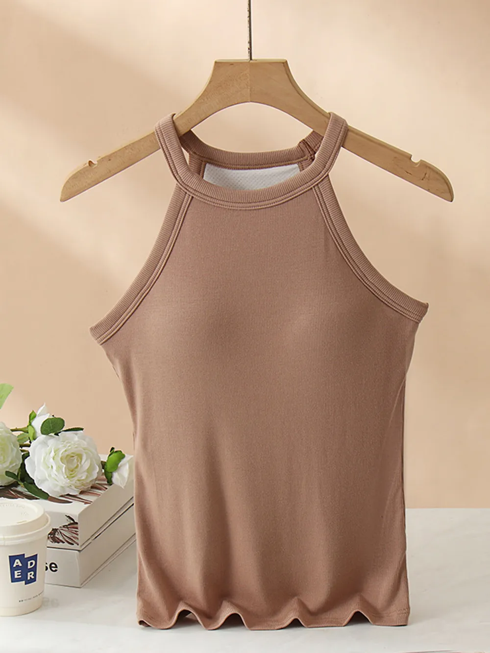 Grecian Neck Tank With Chest Pads, image 13