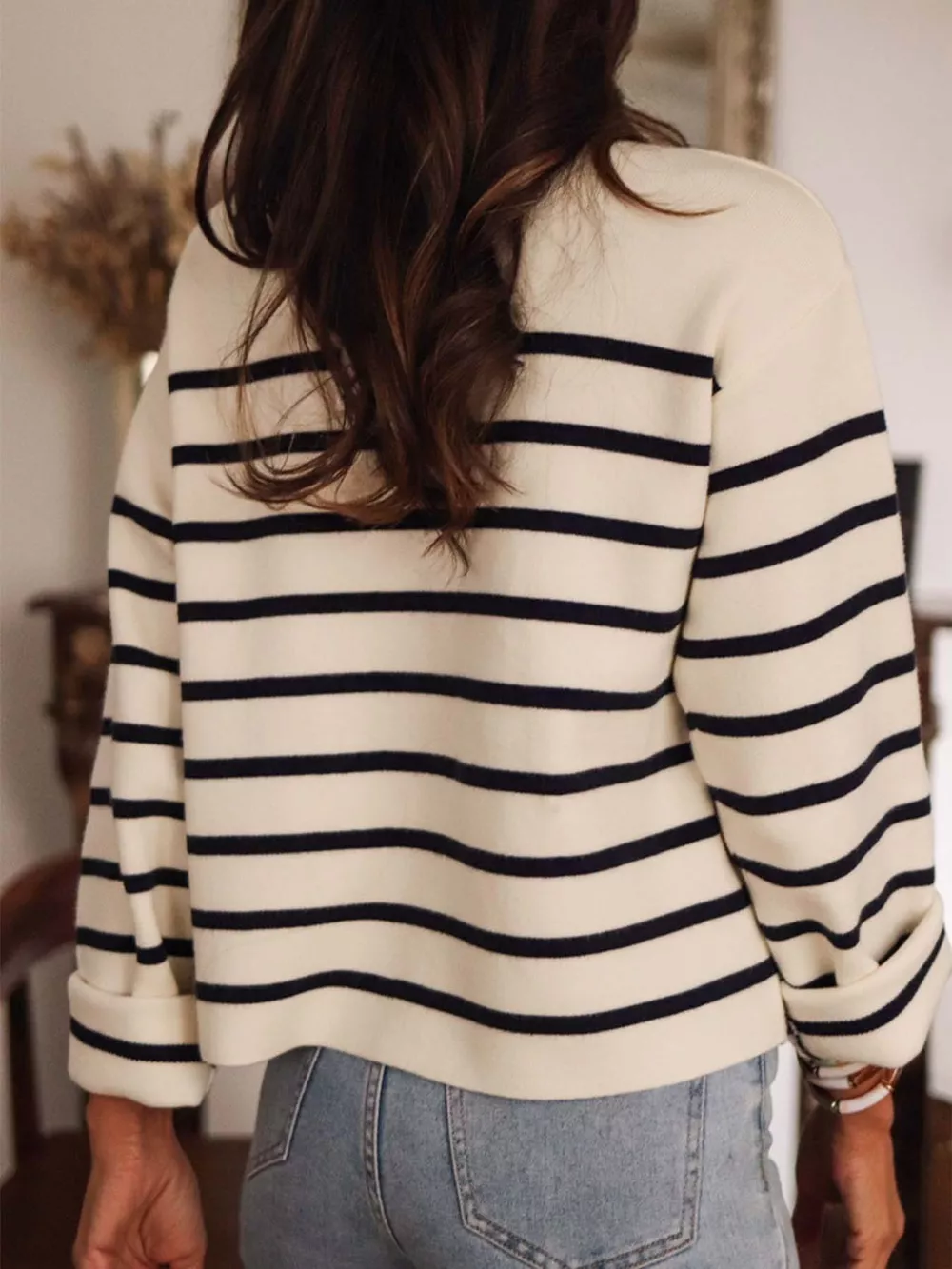 Striped Button-Front Cardigan, image 6
