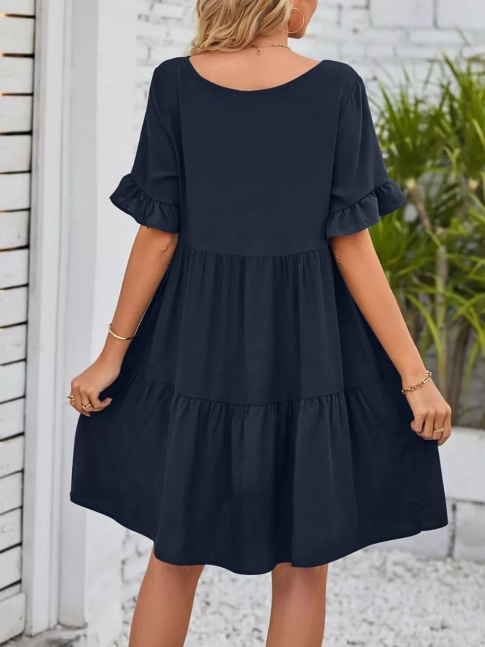 Ruffled Sleeve Tiered Mini Dress, image 28