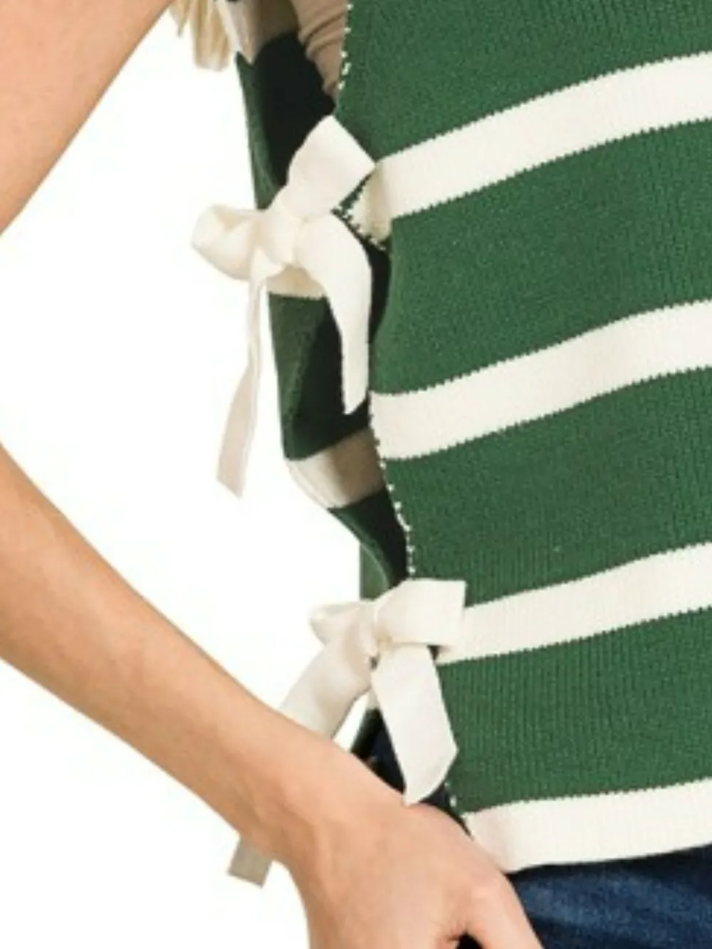 Side Tie Stripe Sweater Vest, image 2