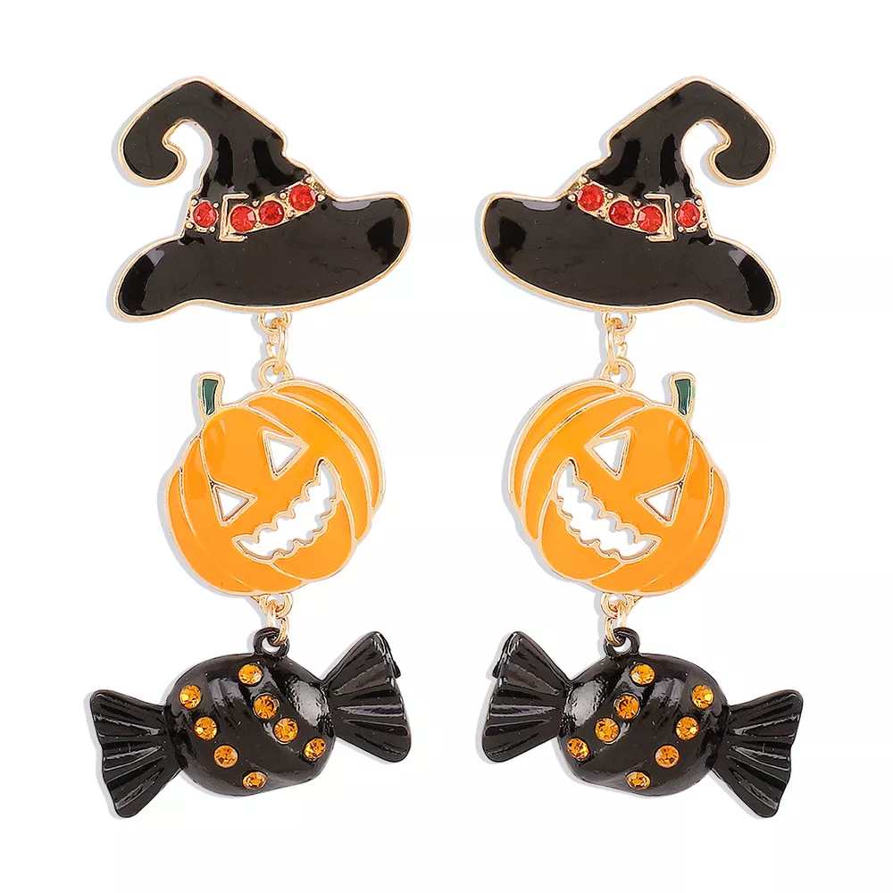 Halloween 18K Gold-Plated Alloy Pumpkin Earrings, image 10