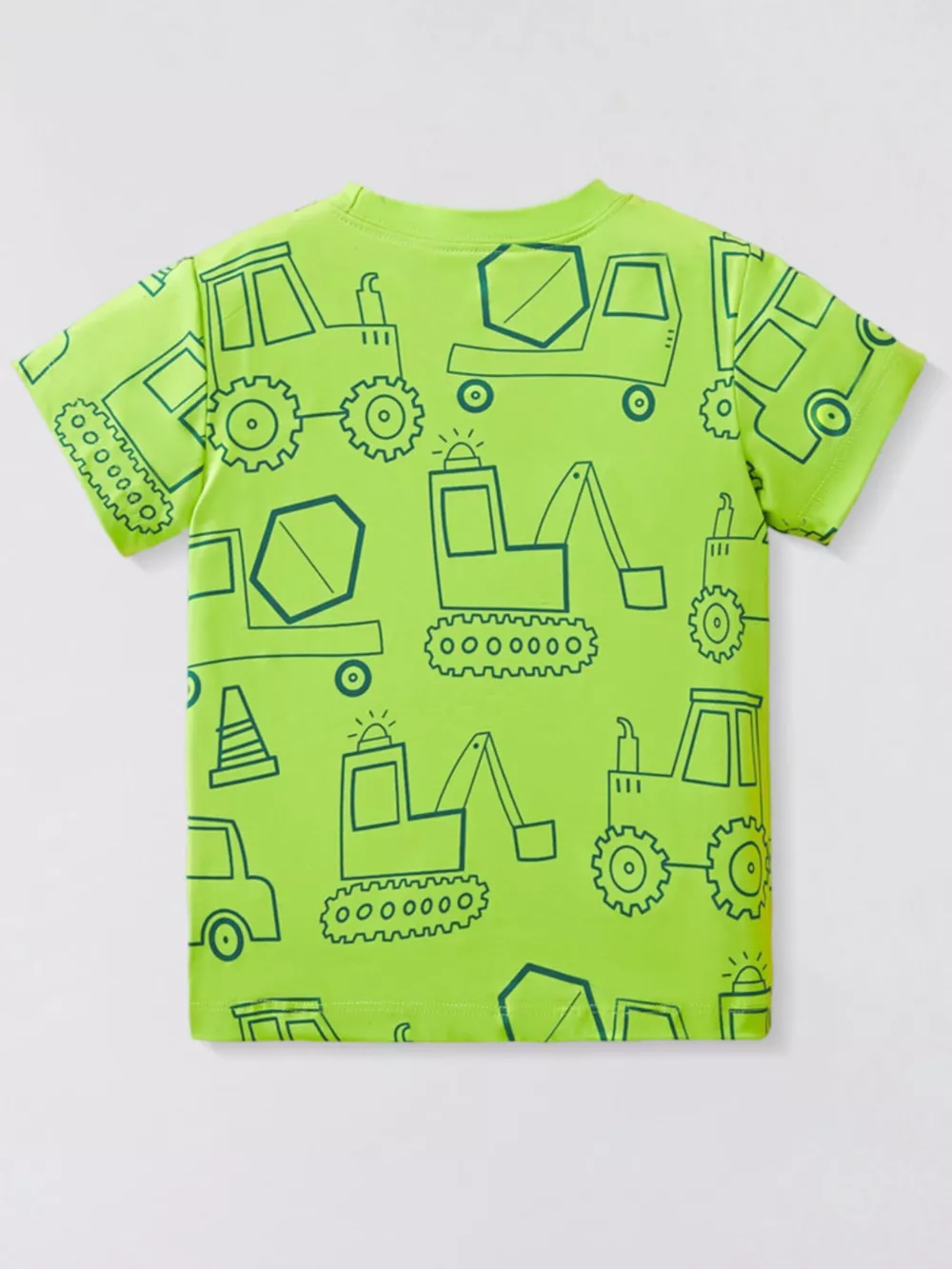 Children's Cartoon Vehicle Print Crew Neck Short Sleeve T-Shirt, image 2