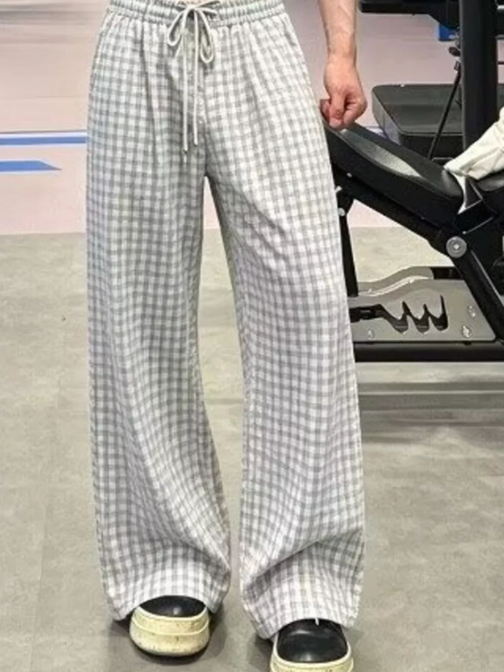 Men's Plus Size Plaid Wide-Leg Pants