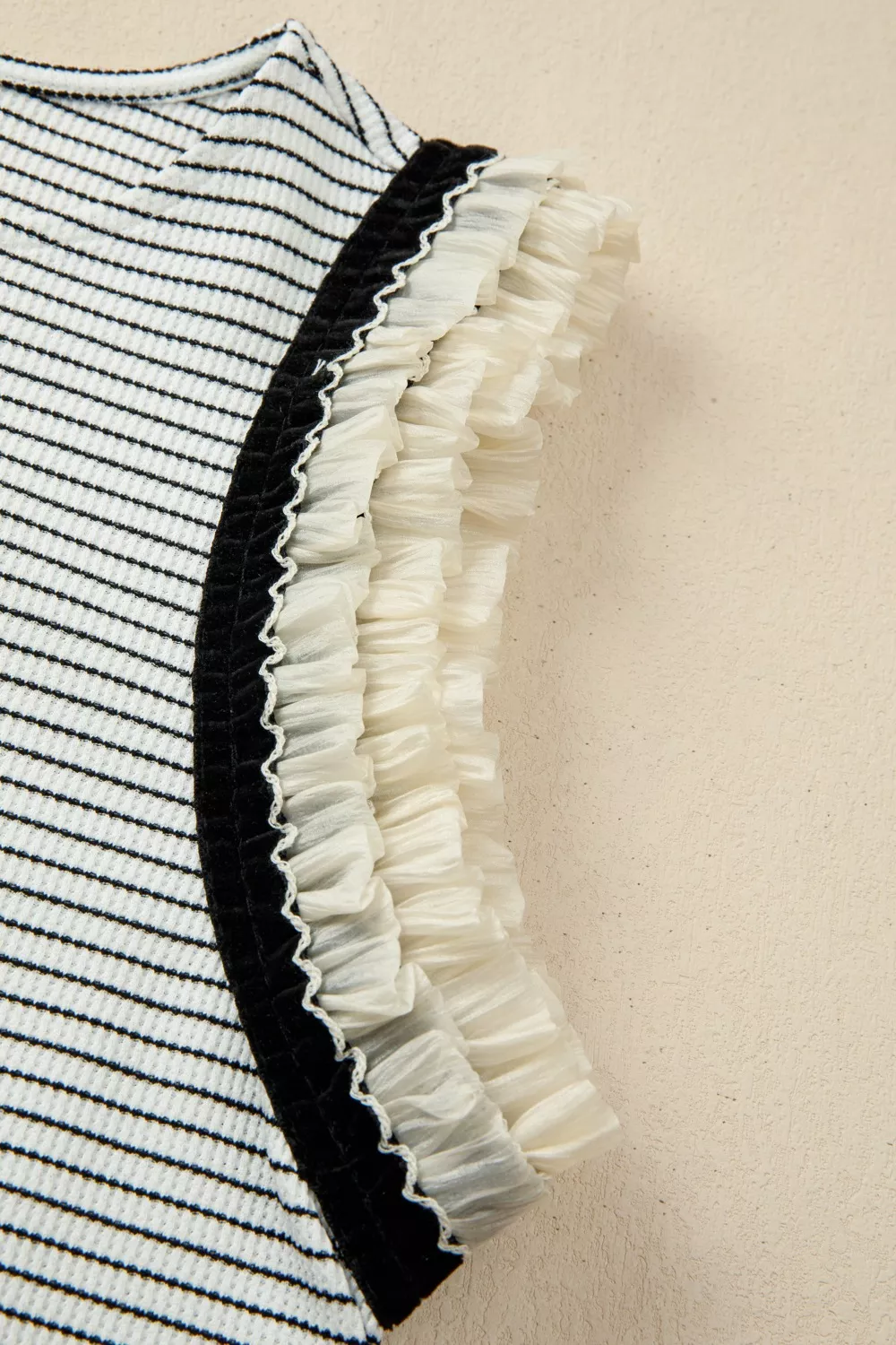Stripe Contrasted Ruffle Trim Casual Tank Top, image 10