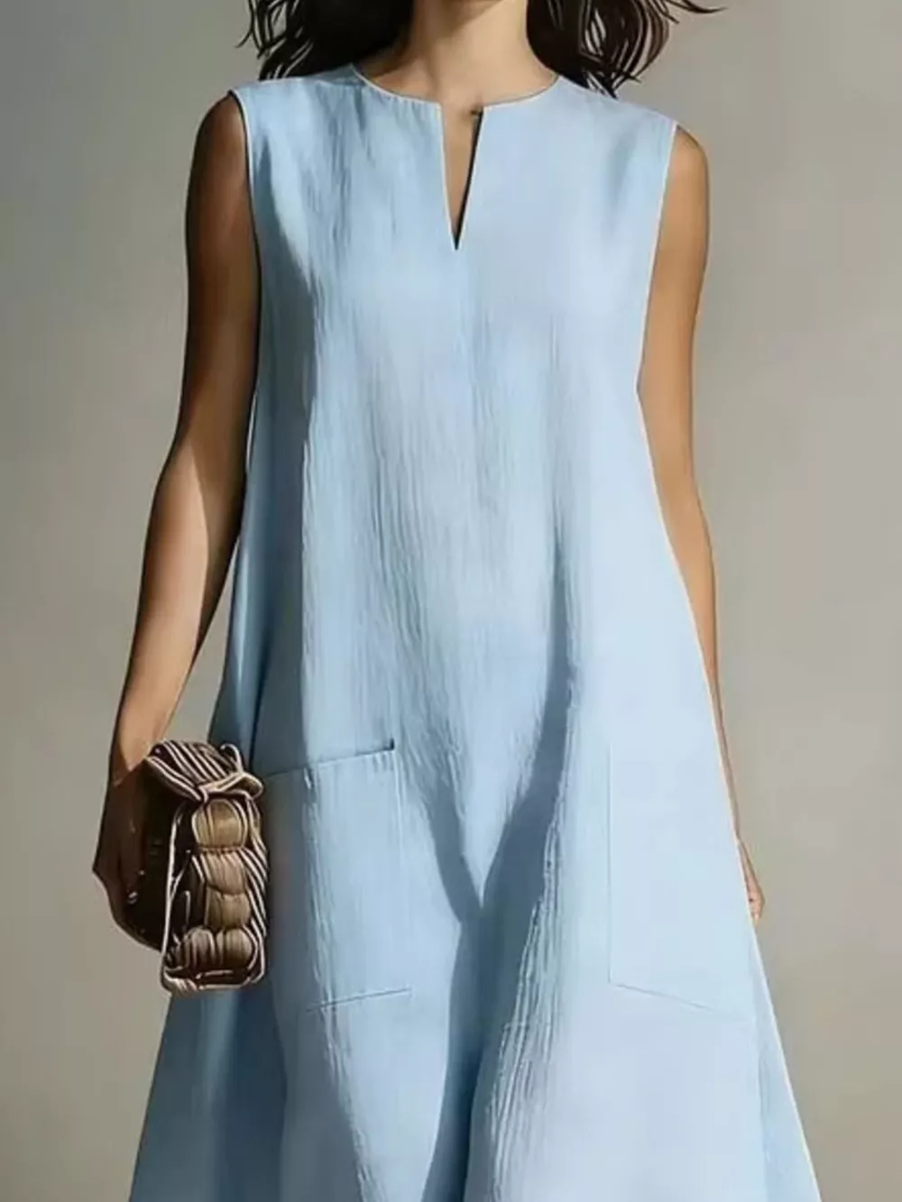 Full Size Notched Sleeveless Maxi Dress Plus Size, image 3