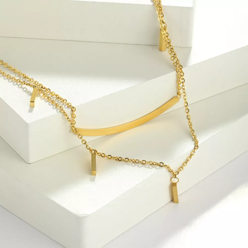 18K Gold-Plated Double Layered Necklace, image 7