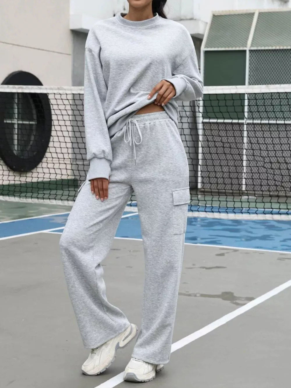 Dropped Shoulder Sweatshirt and Pants Set
