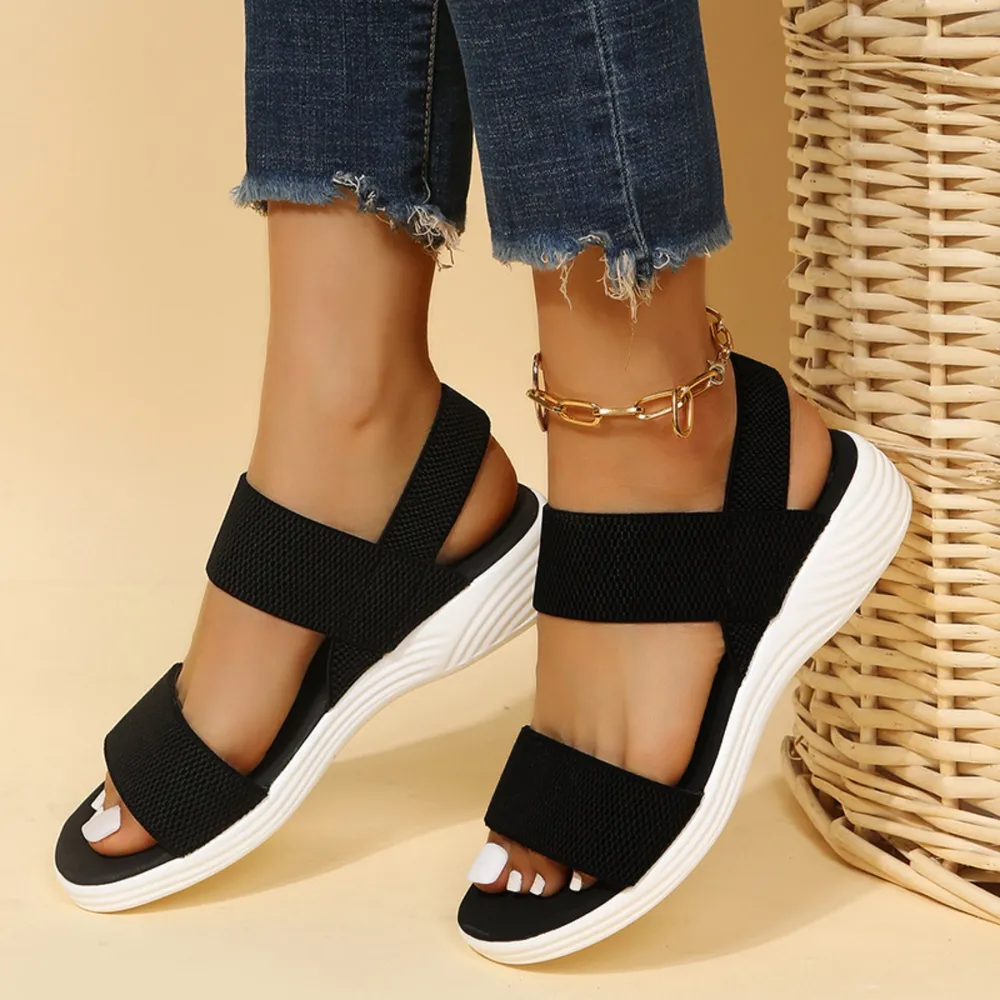 Rubber Open Toe Low Heel Sandals, image 8