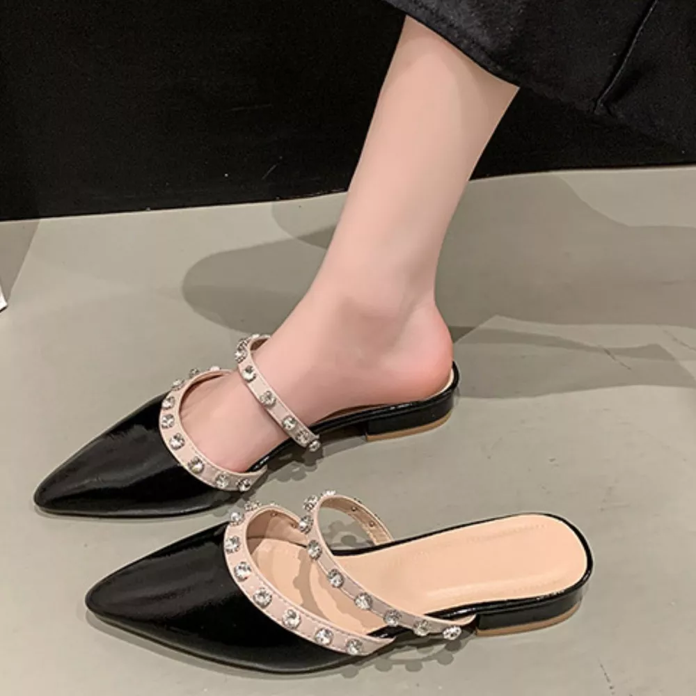 Rhinestone Embellished Pointed Toe Sandals, image 4