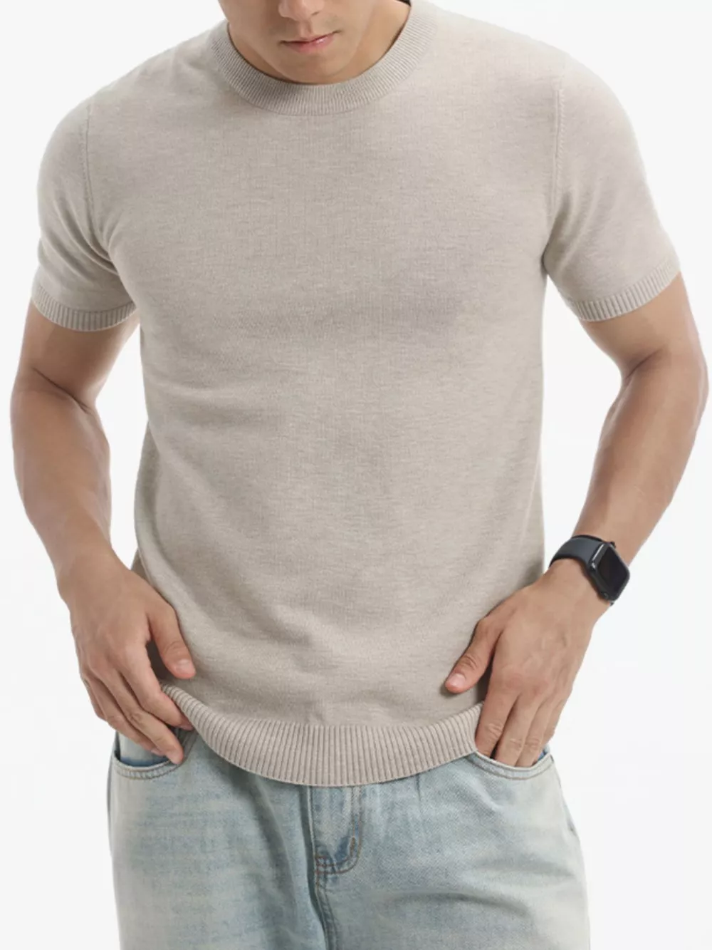 Men's Plus Size Casual Short Sleeve Knit Top, image 7