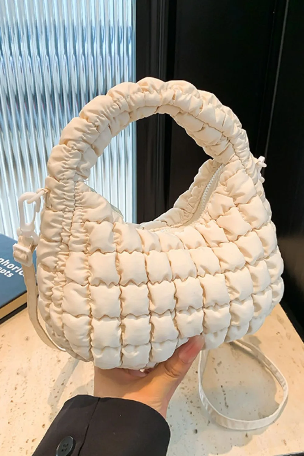 Quilted Puffy Removable Strap Crossbody Bag, image 3