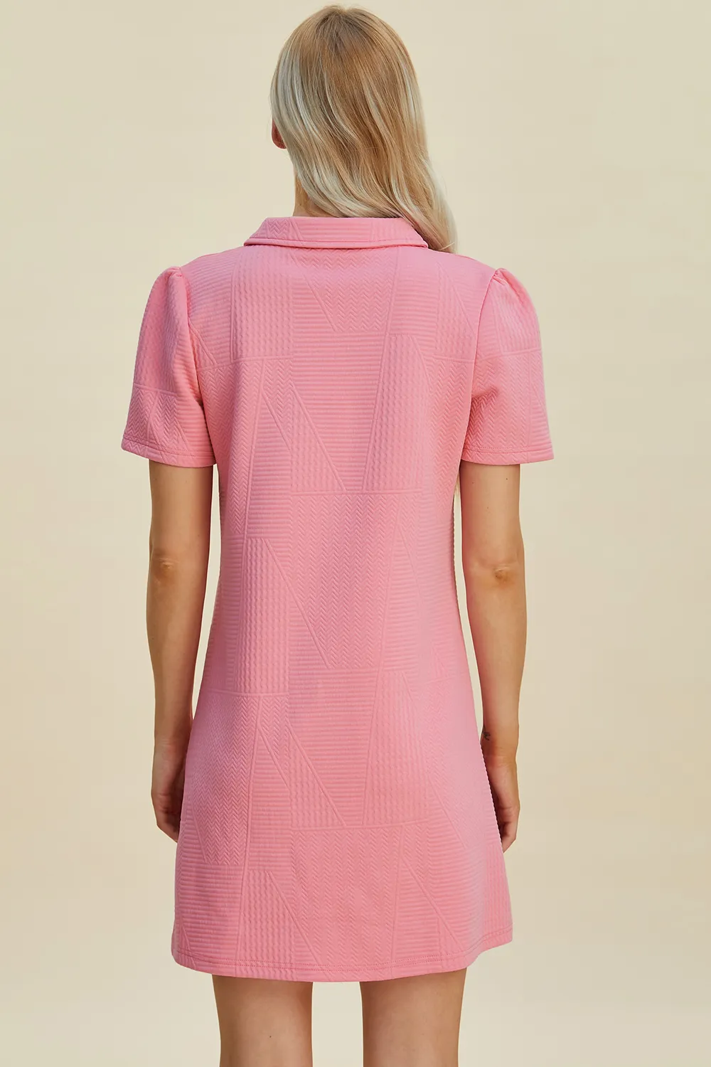Full Size Texture Short Sleeve Dress, image 14