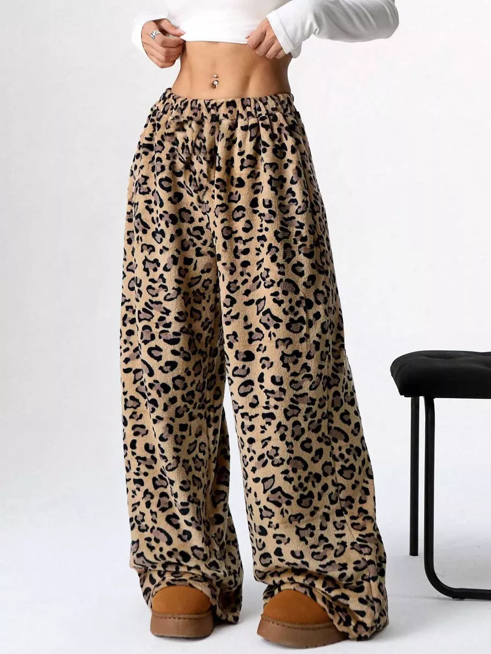 Leopard Wide Leg Plush Pants, image 11