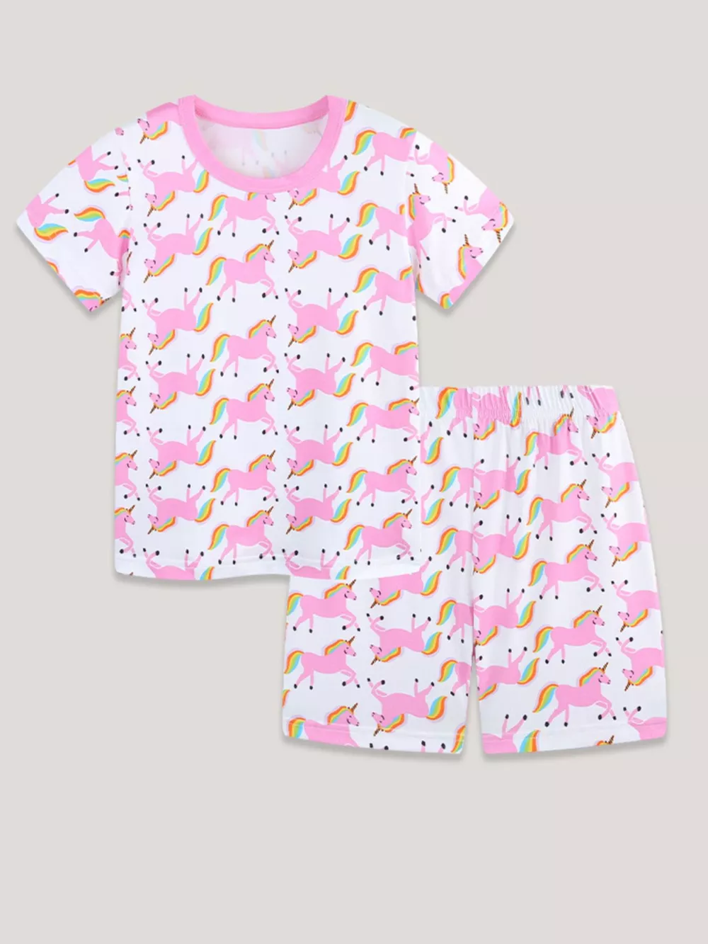 Children's Unicorn Print Short Sleeve Tee and Shorts Set, image 2