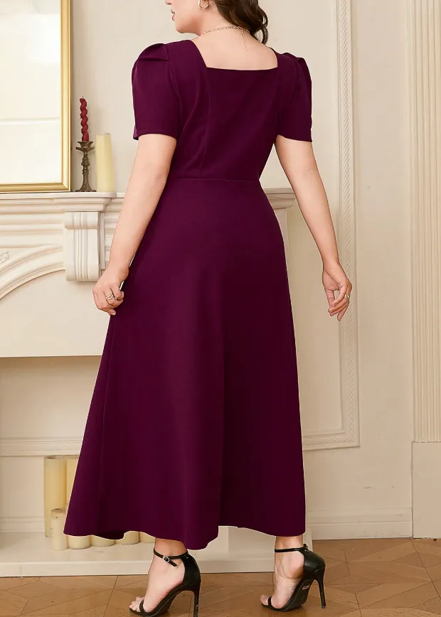 Plus Size Square Neck Puff Sleeve Midi Dress, image 3