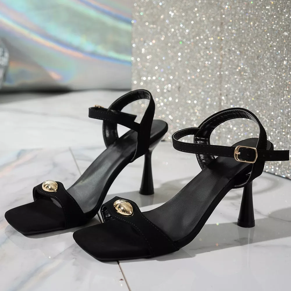 Open Toe Flare Heels Sandals, image 7