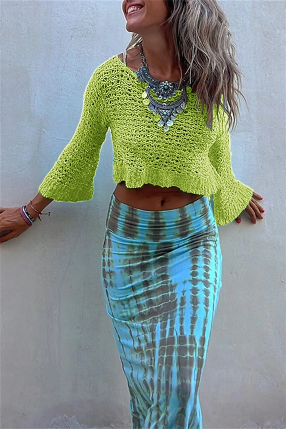 Round Neck Long Sleeve Knit Cover Up, image 13