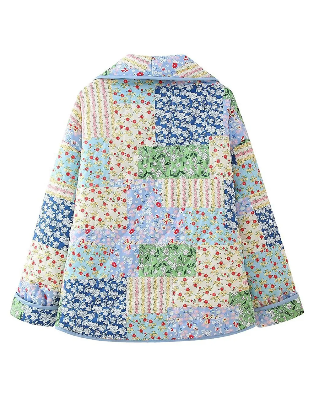 Printed Patchwork Open Front Cardigan with Pockets, image 4