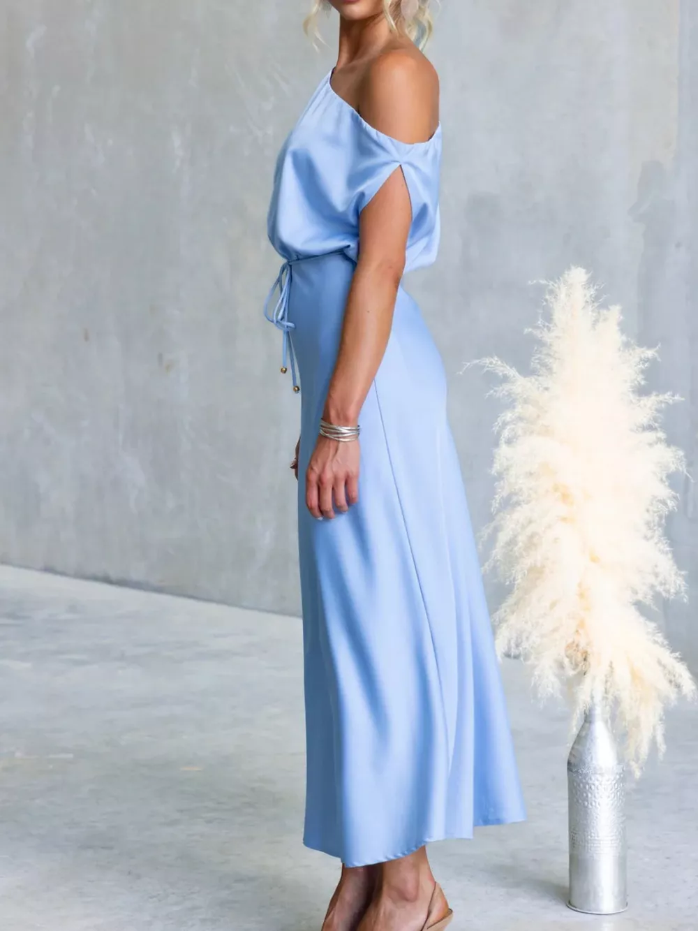 One-Shoulder Tied Midi Dress, image 5