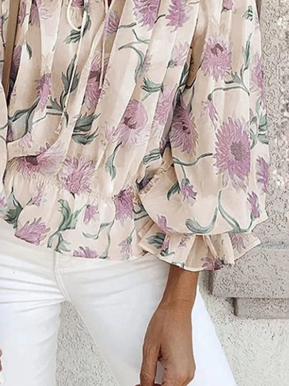 Off-Shoulder Floral Print Blouse, image 2