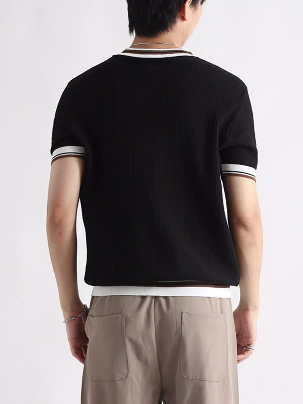Men's Plus Size Contrast Trim Shorts Sleeve T-Shirt, image 5