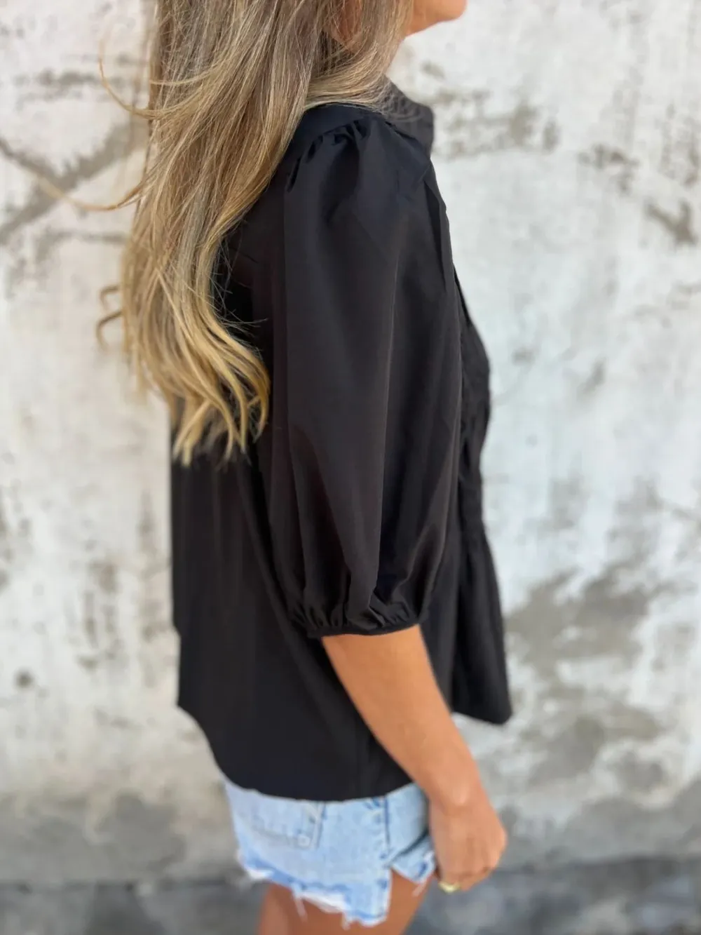 Full Size Smocked Puff Sleeve Blouse Plus Size, image 5