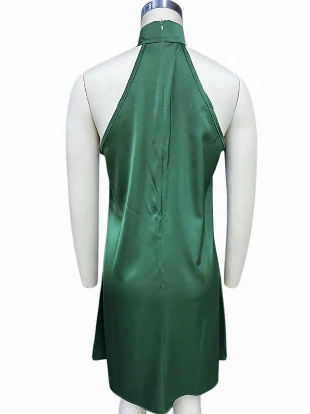 Grecian Neck Satin Mini Dress, image 8