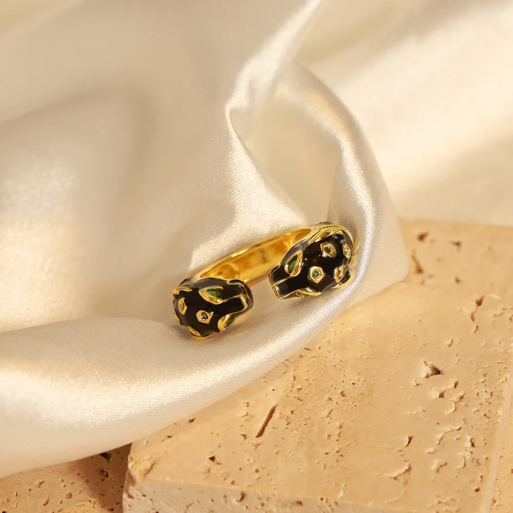 Inlaid Zircon Oil Drip Open Ring, image 5