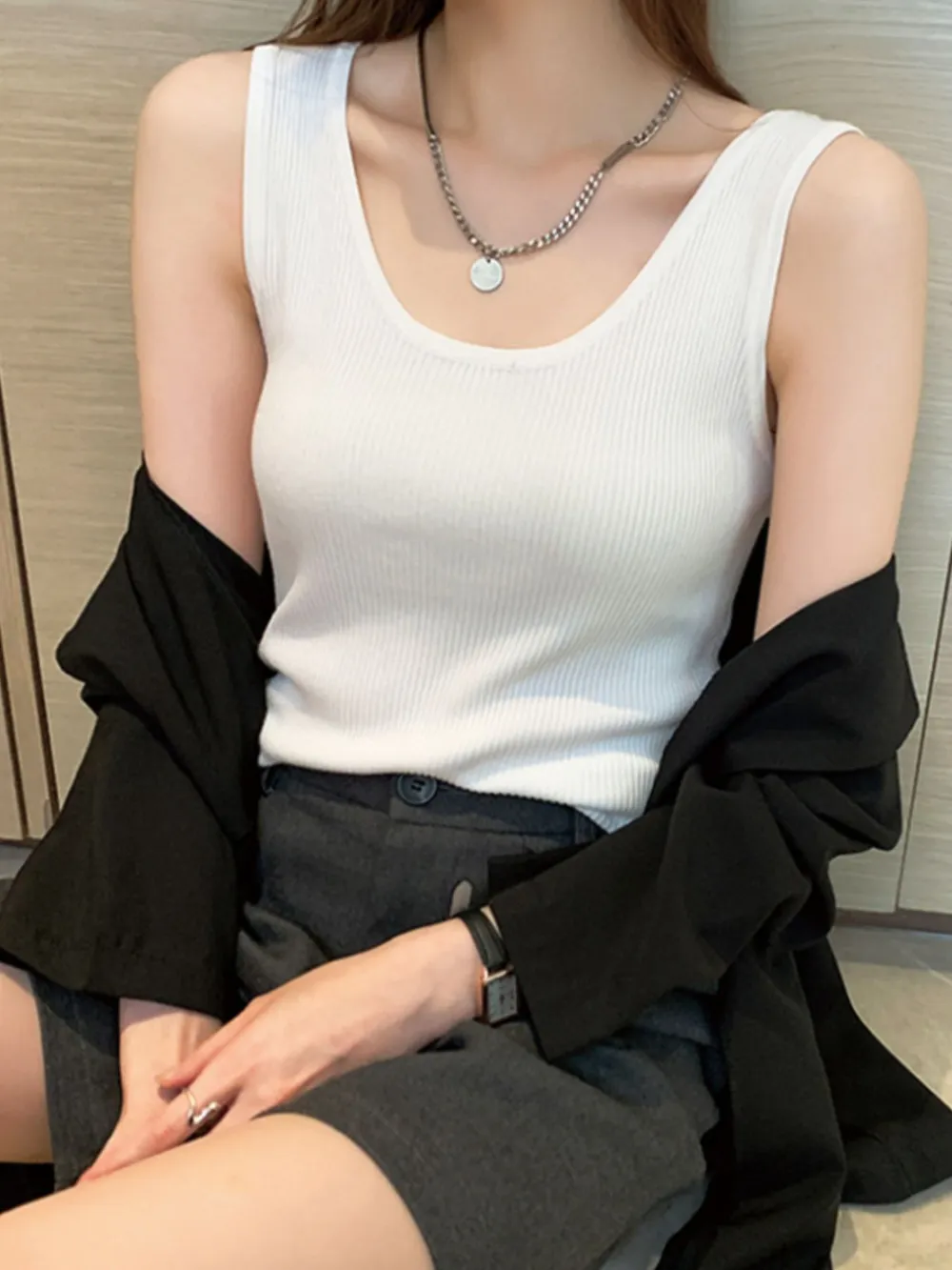 Plus Size Ribbed Scoop Neck Tank, image 10