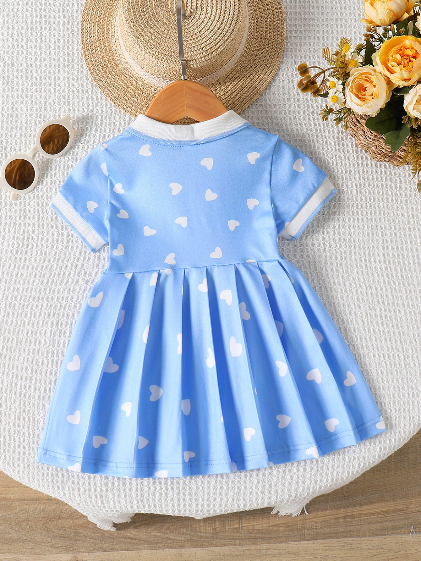 Children's Heart Print Pleated Dress, image 5