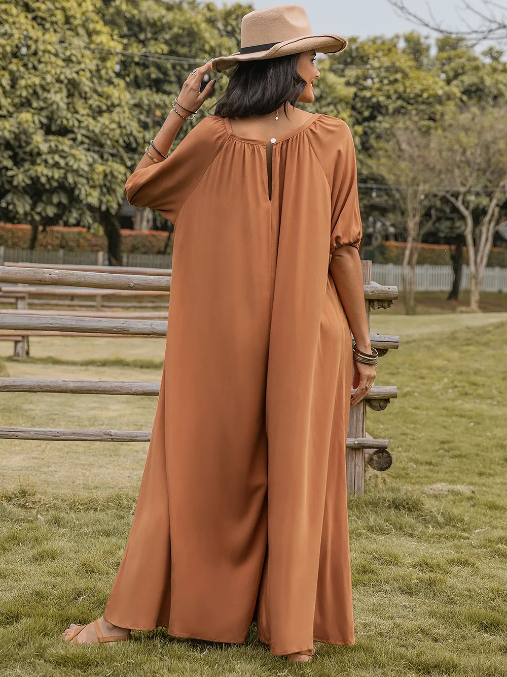 Scoop Neck Half Sleeve Wide Leg Jumpsuit, image 2