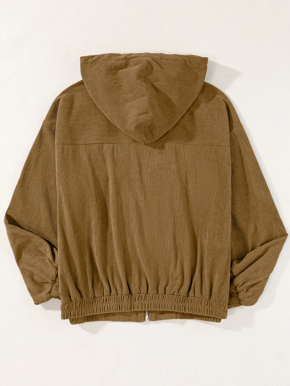 Drawstring Zip Up Long Sleeve Hooded Jacket, image 8