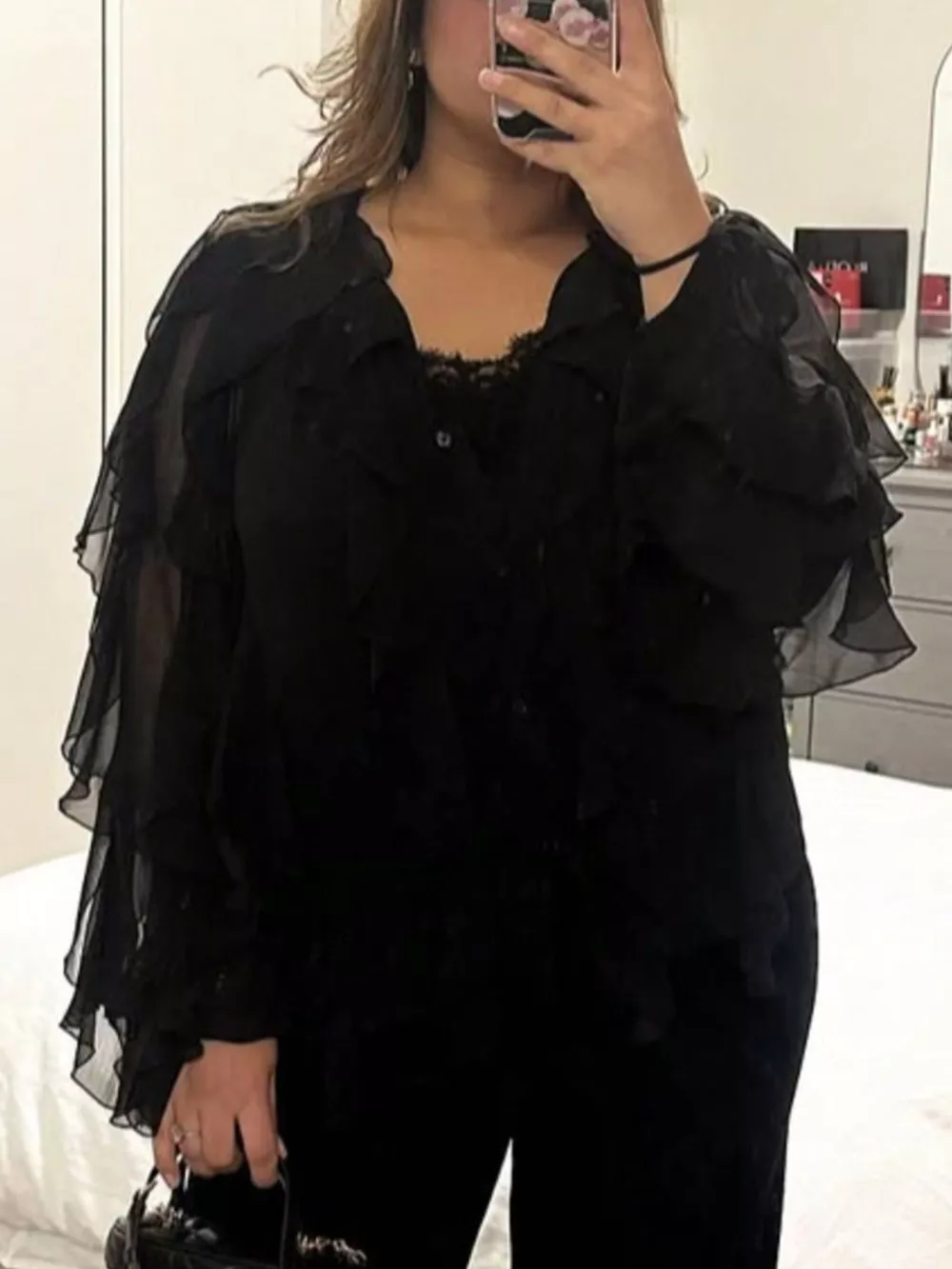 Ruffled Sheer Long Sleeve Blouse, image 14