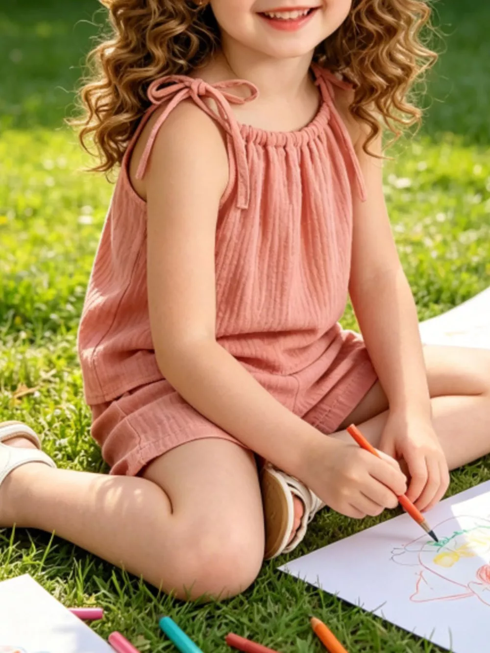 Children's Textured Cami and Shorts Set, image 2