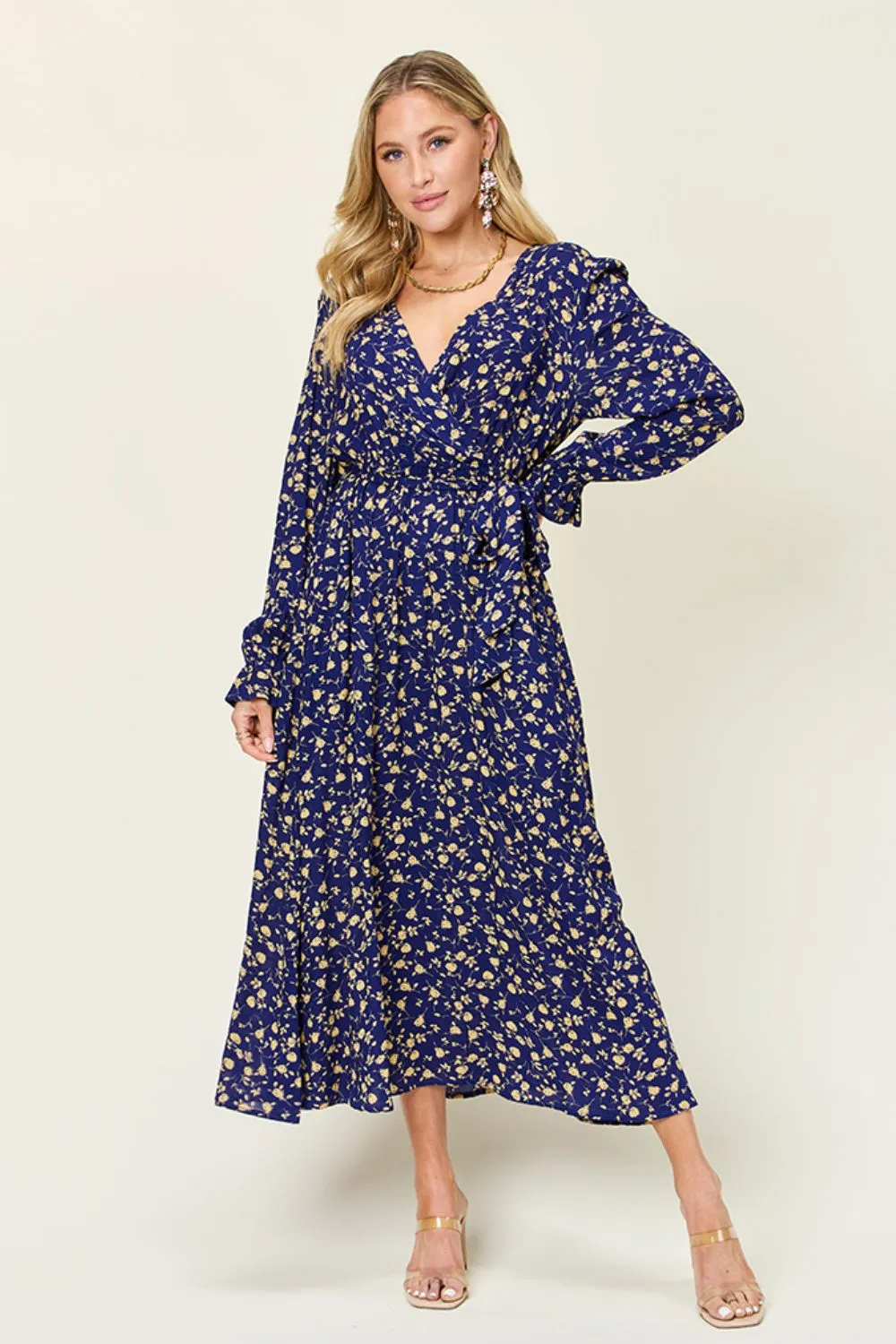 Full Size Tie Back Flounce Sleeve Dress