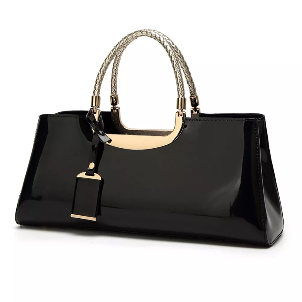 Patent Leather Handbag with Top Handle, image 3