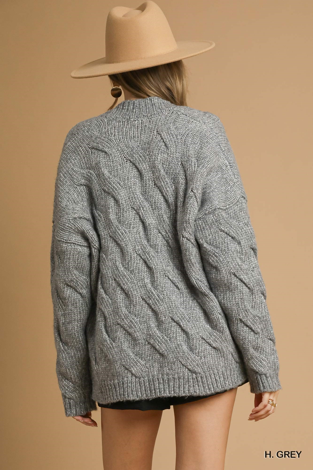 Chunky Cable Knit Open Front Cardigan, image 2